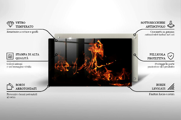 Tabla de cortar de vidrio Enciende una llama viva