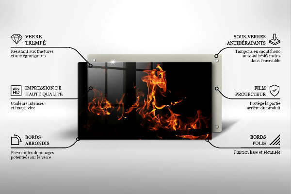 Tabla de cortar de vidrio Enciende una llama viva