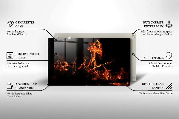 Tabla de cortar de vidrio Enciende una llama viva