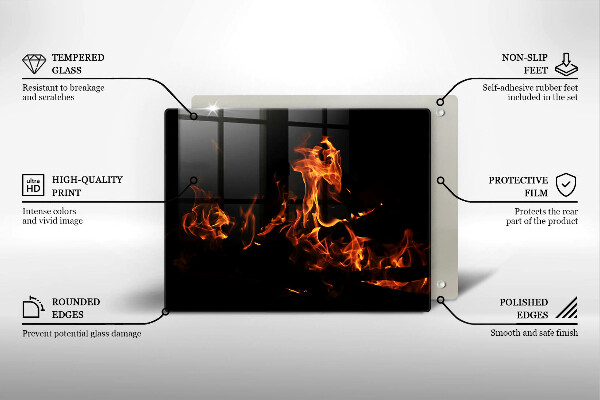 Tabla de cortar de vidrio Enciende una llama viva