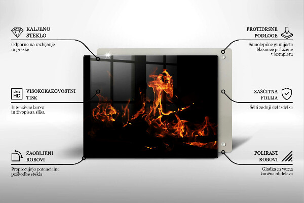 Tabla de cortar de vidrio Enciende una llama viva
