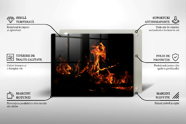 Tabla de cortar de vidrio Enciende una llama viva