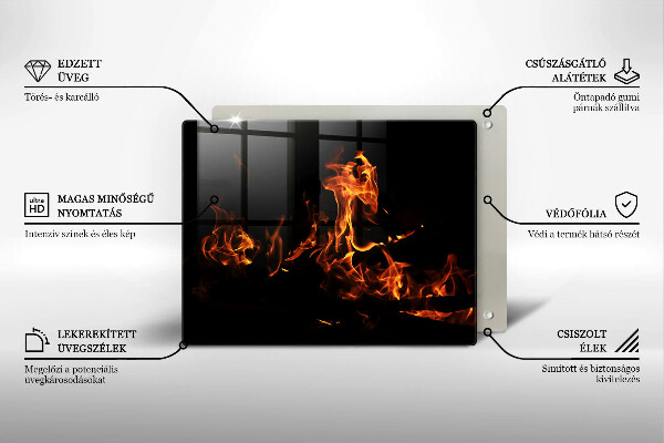 Tabla de cortar de vidrio Enciende una llama viva