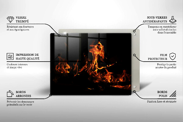 Tabla de cortar de vidrio Enciende una llama viva