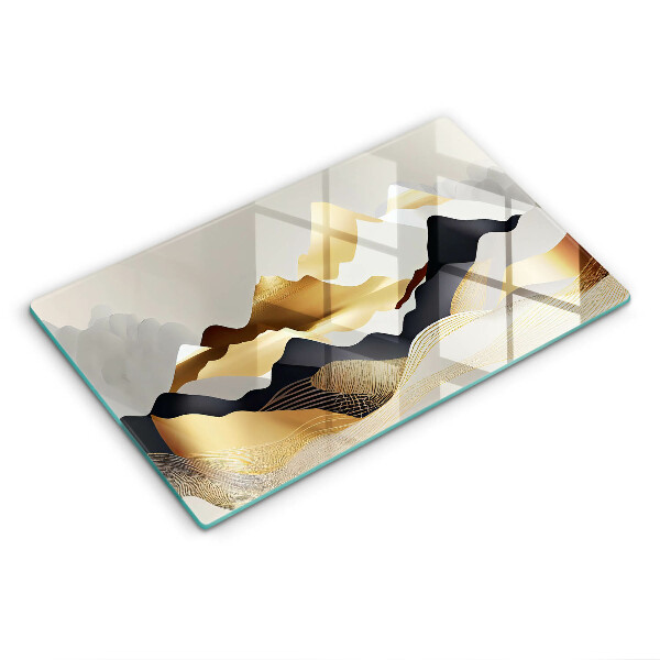 Tabla de cortar de vidrio Montañas doradas abstractas