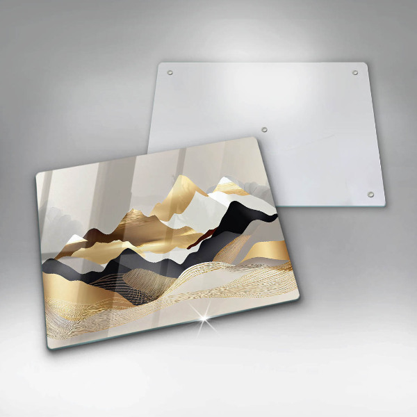Tabla de cortar de vidrio Montañas doradas abstractas