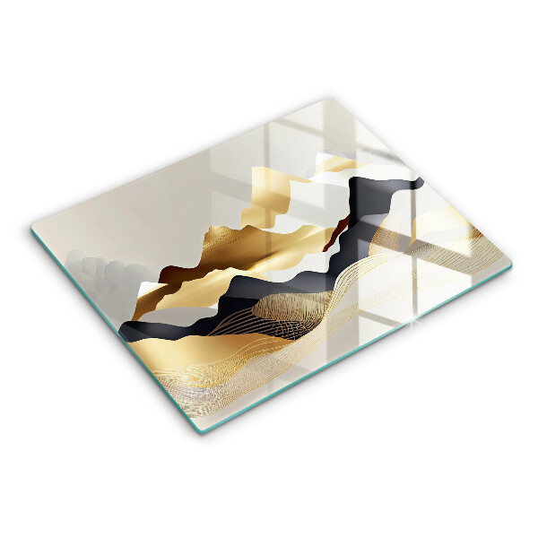 Tabla de cortar de vidrio Montañas doradas abstractas