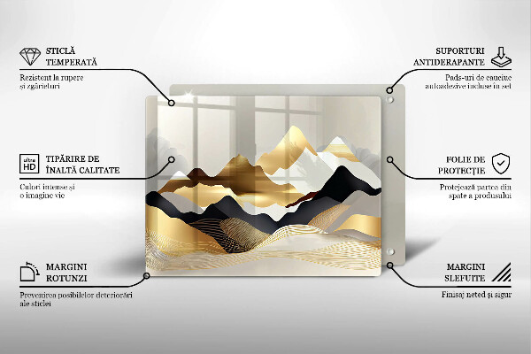 Tabla de cortar de vidrio Montañas doradas abstractas