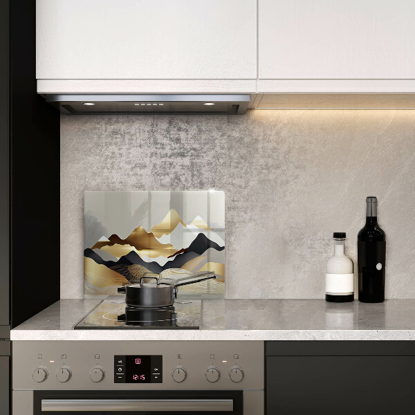 Tabla de cortar de vidrio Montañas doradas abstractas