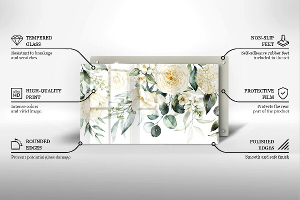 Tabla de cortar de vidrio Flores de acuarela