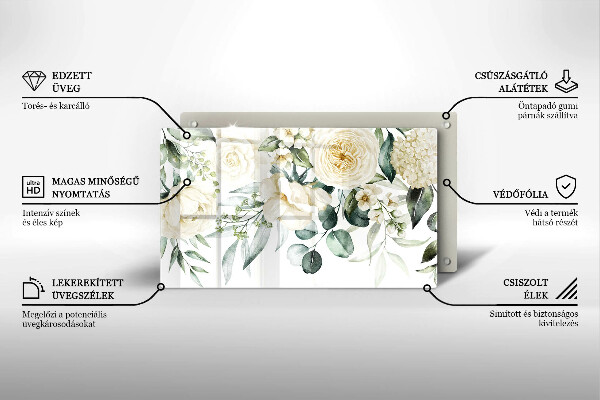 Tabla de cortar de vidrio Flores de acuarela