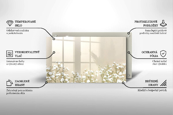 Tabla de cortar de vidrio Flores boho de yeso