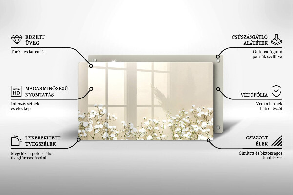 Tabla de cortar de vidrio Flores boho de yeso