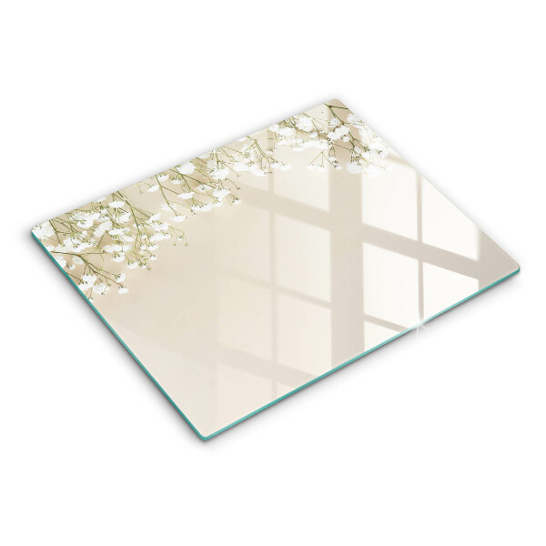 Tabla de cortar de vidrio Flores boho de yeso