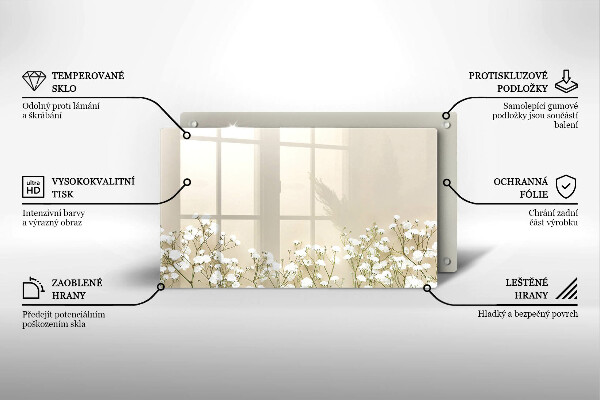 Tabla de cortar de vidrio Flores boho de yeso