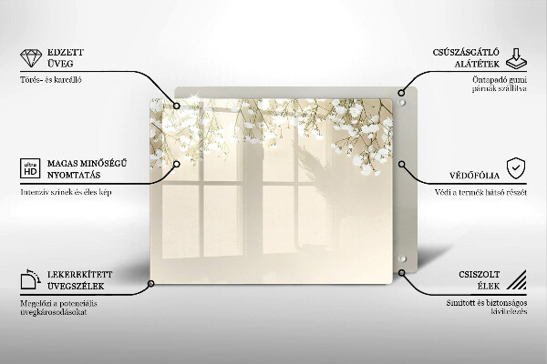 Tabla de cortar de vidrio Flores boho de yeso