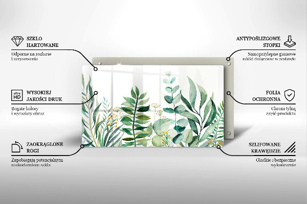 Tabla de cortar de vidrio Ilustración de hojas de plantas