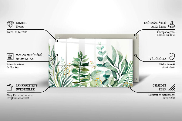 Tabla de cortar de vidrio Ilustración de hojas de plantas