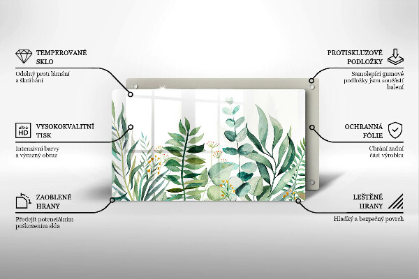 Tabla de cortar de vidrio Ilustración de hojas de plantas