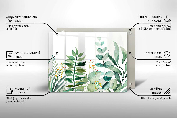Tabla de cortar de vidrio Ilustración de hojas de plantas