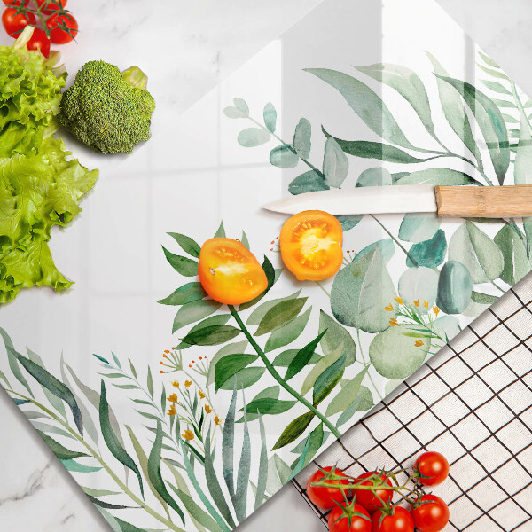 Tabla de cortar de vidrio Ilustración de hojas de plantas