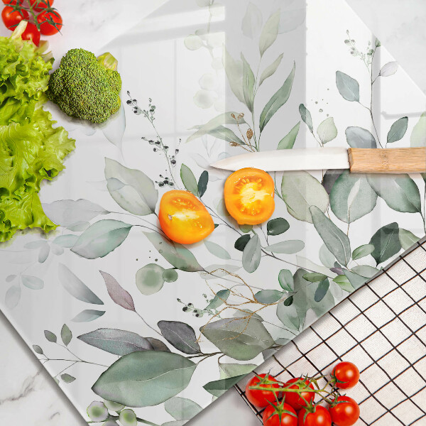 Tabla de cortar de vidrio Plantas de acuarela