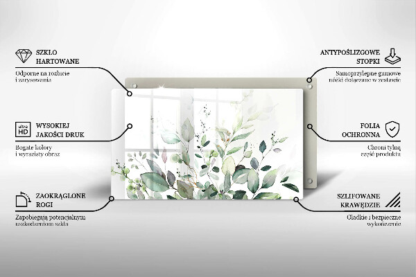 Tabla de cortar de vidrio Plantas de acuarela