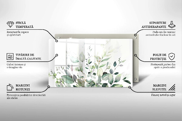 Tabla de cortar de vidrio Plantas de acuarela