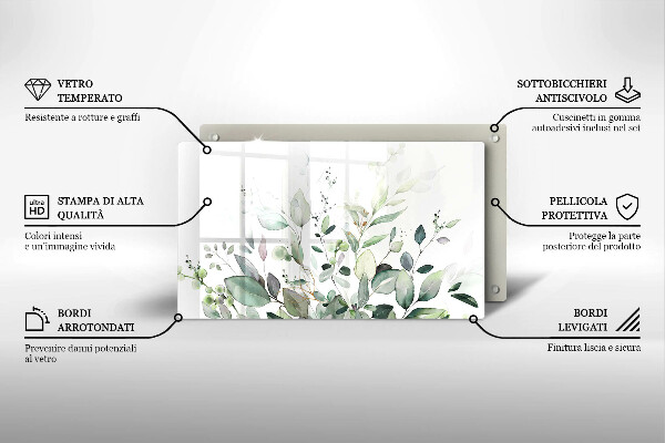 Tabla de cortar de vidrio Plantas de acuarela