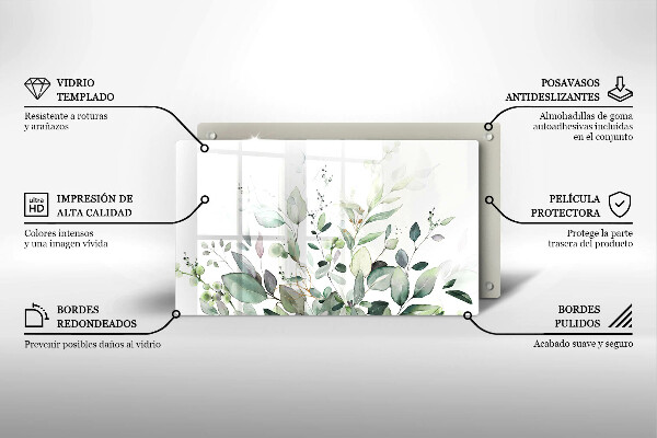 Tabla de cortar de vidrio Plantas de acuarela