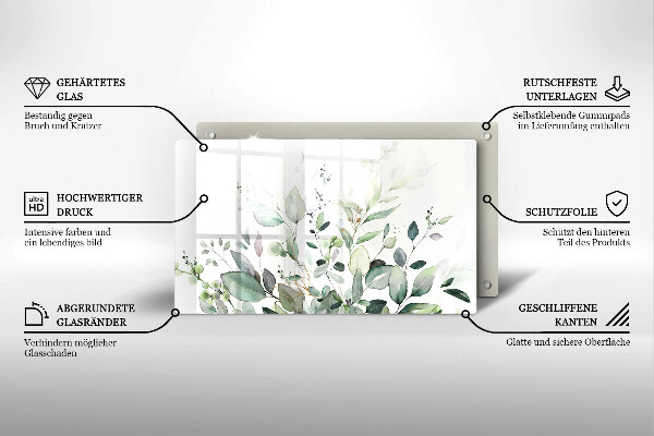 Tabla de cortar de vidrio Plantas de acuarela