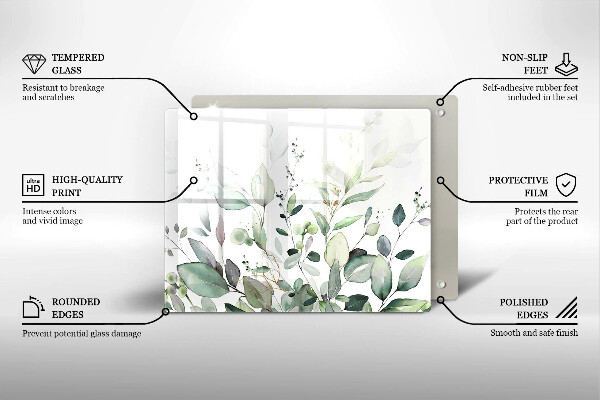 Tabla de cortar de vidrio Plantas de acuarela