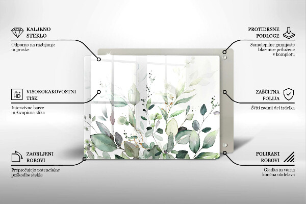 Tabla de cortar de vidrio Plantas de acuarela