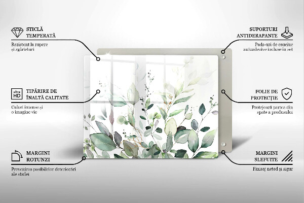 Tabla de cortar de vidrio Plantas de acuarela