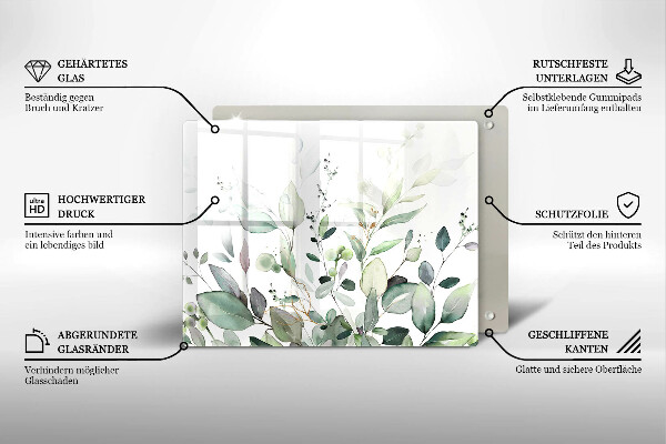 Tabla de cortar de vidrio Plantas de acuarela