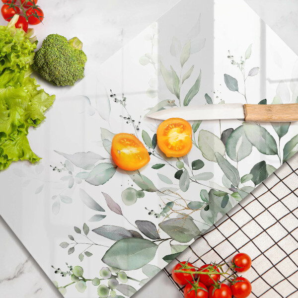 Tabla de cortar de vidrio Plantas de acuarela