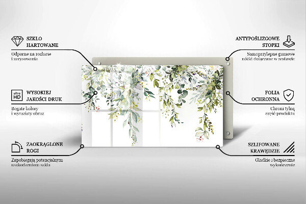 Tabla de cortar de vidrio Hojas y flores decorativas