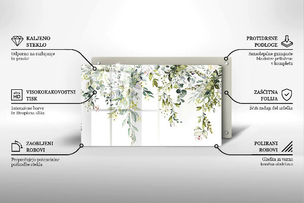 Tabla de cortar de vidrio Hojas y flores decorativas