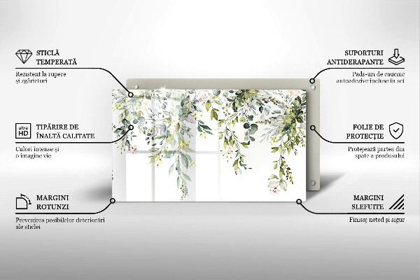 Tabla de cortar de vidrio Hojas y flores decorativas
