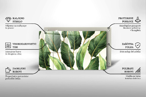 Tabla de cortar de vidrio Hojas de banana