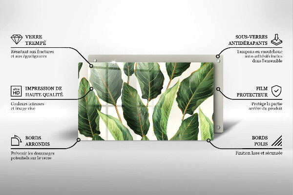 Tabla de cortar de vidrio Hojas de banana