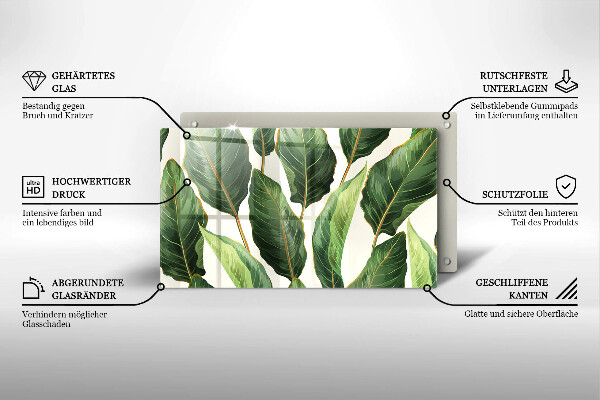Tabla de cortar de vidrio Hojas de banana