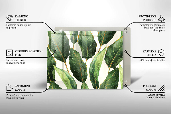 Tabla de cortar de vidrio Hojas de banana