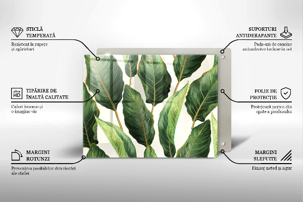 Tabla de cortar de vidrio Hojas de banana