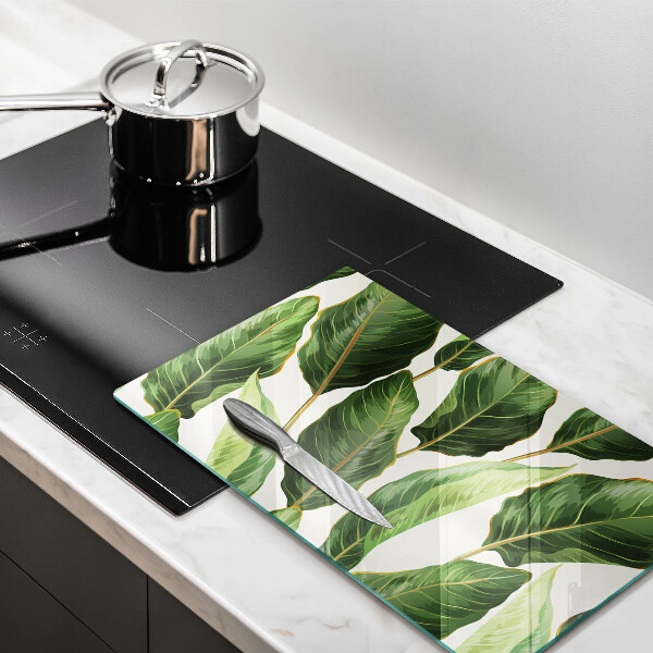 Tabla de cortar de vidrio Hojas de banana