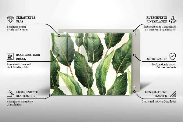 Tabla de cortar de vidrio Hojas de banana