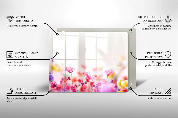 Tabla de cortar de vidrio Prado de flores