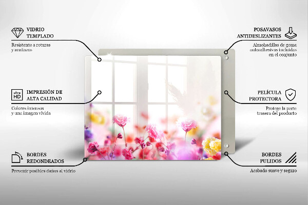 Tabla de cortar de vidrio Prado de flores