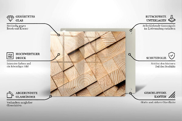 De vidrio templado Cuadrados de madera