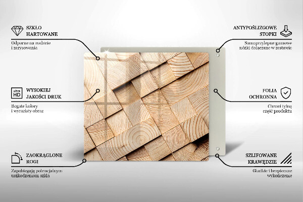 De vidrio templado Cuadrados de madera